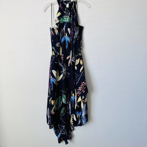 Parker Julieta Blue Floral High Neck Asymmetrical Dress - Picture 2 of 7